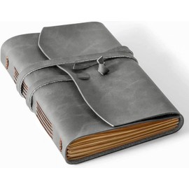 RILIHO Leather Journal -, A5 Size Notebook 6x8.1 Inch, Genuine Leather Journals for Writing, Vintage Style, Ideal for Men and Women, Artists, Travelers, Grey