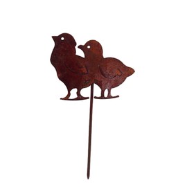Crispe Garden Stake Decoration Patina Chick Metal Rusty Decorative Figure Height 15 cm