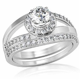 YourJewelleryBox W164P Womens Wedding & Engagement Set 2CT Rings Band Simulated Diamonds Pretty Size L USA 6