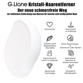 G.Liane Crystal Hair Eraser, Crystal Hair Remover, Nano Glass Hair Remover Stone, Reusable Painless Hair Removal Depilator for Fast Silky Smooth Skin (White)
