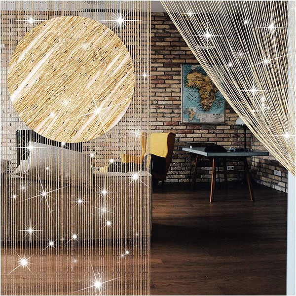 Set of 2 String Curtains, Glittering, No Fading, Blindfold, High