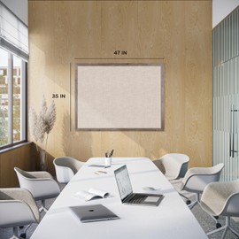 U Brands Linen Bulletin Board, 36" x 48", Rustic Wood Style Frame, Industrial Grade Pinning Surface
