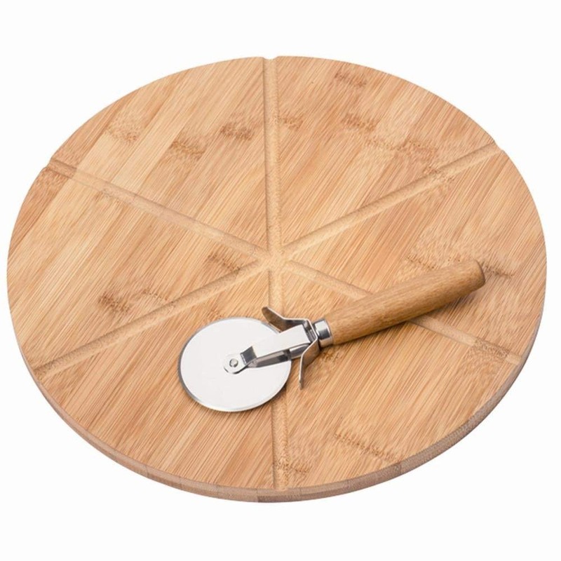 Kesper 58462 Pizza Plate with Pizza Slicer FSC Certified Bamboo