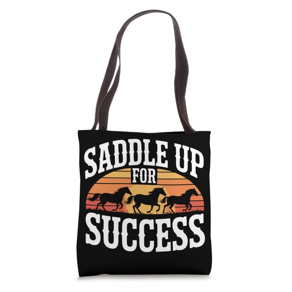 Saddle Up For Success Horses Sunset Tote Bag