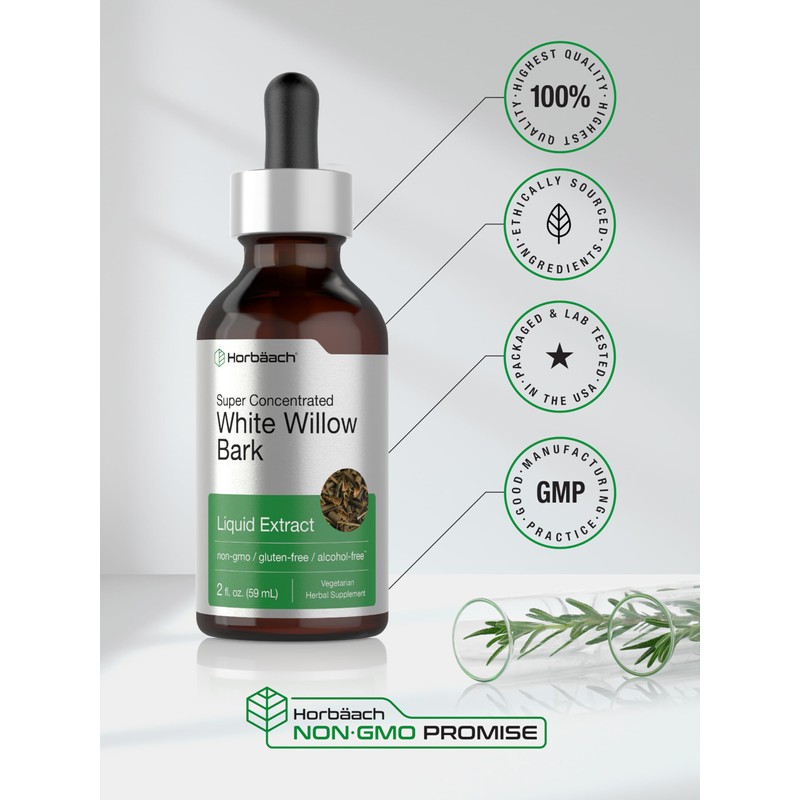 Horbäach White Willow Bark Extract Tincture | 2 Fl oz