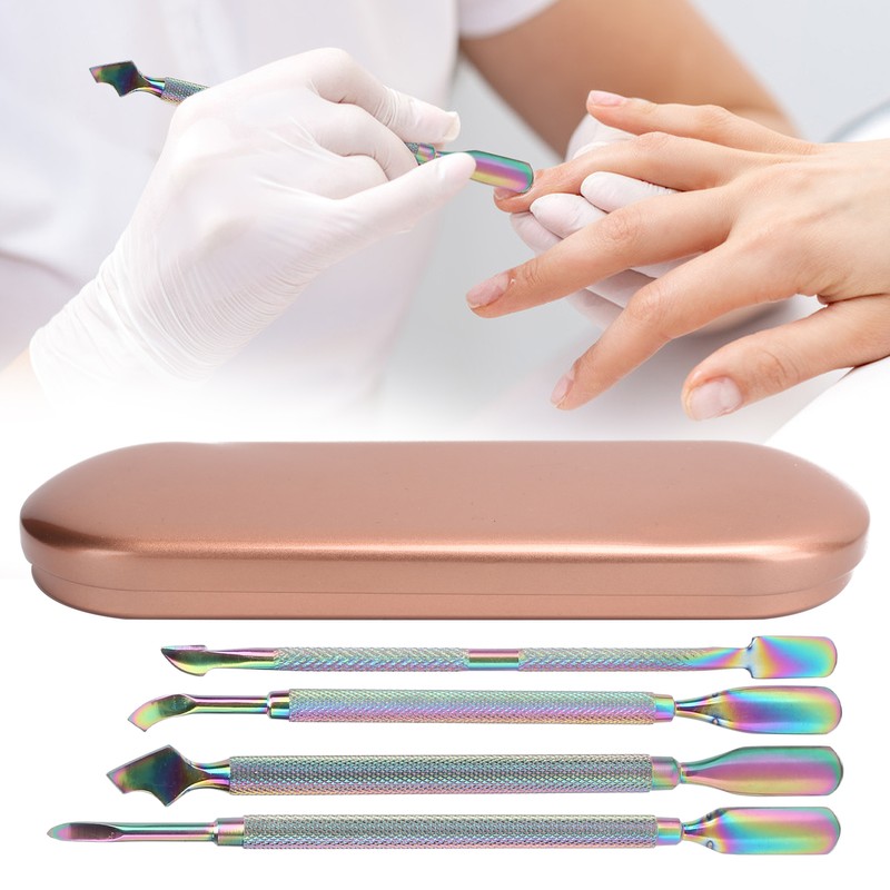 4pcs Stainless Steel Nail Cuticle Pusher Cuticle Trimmer Remover Set