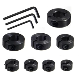 Nalegtocw Drill Bit Stop Collar Set,Split Ring Drill Bit Depth Stop:1/8",3/16”,1/4”,5/16”, 3/8”, 7/16” 1/2 "and 5/8-Inch with Allen Wrench to Tighten The Stops Set-Screws (8-Piece)