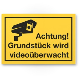 Komma Security Grundstück Videoüberwacht Sign 30 x 20 cm – Achtung Vorsicht Videoüberwachung – Warning Sign Video Surveillance – Warning Sign