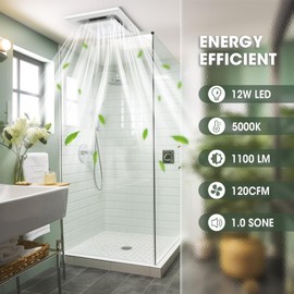 FASDUNT 120 CFM Bathroom Exhaust Fan with Light, Ceiling Ventilation Fan