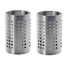 IndiaBigShop Stainless Steel Cutlery Holder, Flatware Organizer Caddy, Silverware Utensil Holder - 5 inch Set of 2