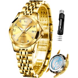 OLEVS Automatic Watch for Women Diamond Self Winding Luxury Elegant Casual Wrist Watch Date Waterproof Luminous