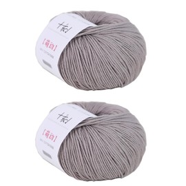 Lerchiyar Fine Weight Knitted and Crocheted Cotton Yarn, 100% Long Staple Cotton Yarn, Baby Sports, 2 Packages of 100g/3.52oz (Per Skein 50g/162yards)-Phantom Grey