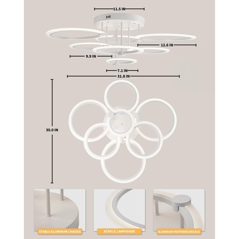 SEABLE Modern LED Ceiling Light Dimmable Ceiling Light Fixtures with