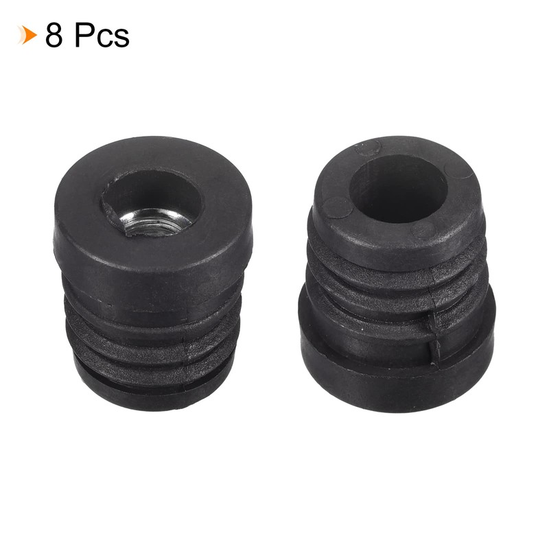 Sourcing Map 8Pcs M8 Threaded Plastic Black Tube End Cap