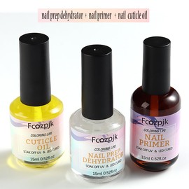 Fcozpjk Nail Dehydrator and Nail Primer with Cuticle Oil Set, Air Dry Bonding Primer for Acrylic Nails No Lift, Acid-free Nail Prep Dehydrator, Natural Cuticle Oil for Nails, Manicure Accessories