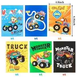 MALLMALL6 24Pcs Monster Truck Coloring Books Including Trucks Off Road 4x4 Muscle Cars SUV DIY Art Drawing Pattern Birthday Party Favors Gifts Home School Classroom Activity Supply for Kids Boys Girls