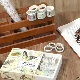 18 Rollos de Cinta Adhesiva Vintage Butterfly Botanical Nature Washi Cinta para Bullet Journal, DIY, Scrapbooking, Blocs de notas, Envoltura de regalos, Artes y Manualidades