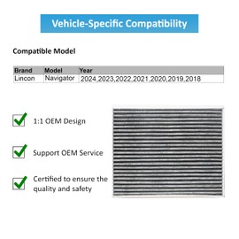 Bear Filter Cabin Air Filter - for Lincoln Navigator 5 Layer Premium Filtration with Activated Carbon for Years 2024 2023 2022 2021 2020 2019 2018 FL3Z-19N619-A BCF12150-7