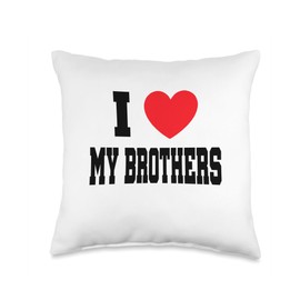 My Heart I Love My Brothers Throw Pillow, 16x16, Multicolor