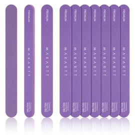 Makartt Lima de Uñas - Juego de 10 Limas de Uñas de Grano 100/180, Profesionales Y de Doble Cara para Uñas Acrílicas Naturales. Set de Manicura Reutilizable para Uso Profesional Y Doméstico. Color Mor
