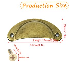 Ruidee Pack of 12 Shell Handle Drawer Handles Drawer Handles with Screws for Kitchen Cabinet, Furniture, Cupboard (Brass)