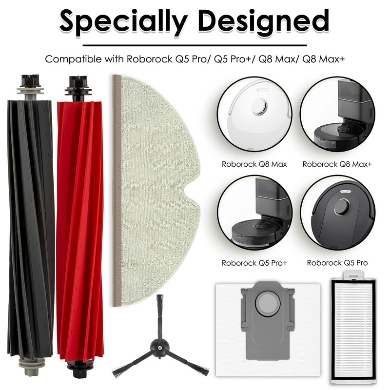 (10 Pack) Q5 Pro Replacement Parts Compatible with Roborock Q5