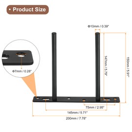 uxcell 2Set 2 Rods Floating Shelf Brackets, 6" 6 Holes Iron Concealed Hidden Shelf Supports for Floating Wood Shelves, Black