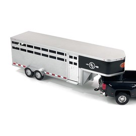 Big Country Toys - Sundowner Horse Trailer with Gooseneck Trailer Hitch for Farm Toys & Toy Trucks with Working Rear and Side Doors 1:20 Scale