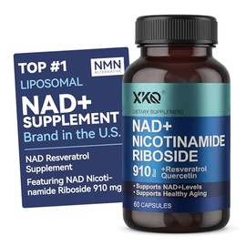 XKQ Liposomal NAD+ Supplement with Resveratrol, 60 Count | NMN Supplement, For Men & Women, 910mg, 60 Servings, Take 2 Daily