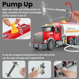 Wenbeier Tanker Truck Toys for Kids with Water Spraying Pump,15" Tow Truck Music Sound and Light for Toddlers Boys Ages 3 4 5 6