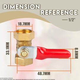 Bwintech Pack of 4 1/2 Inch BSP Female Thread to 1/4 Inch BSP Female Thread Heavy Duty Brass Mini Ball Valve 180 Degree Shut-off Switch Operation Handle Valve Pipe Fittings