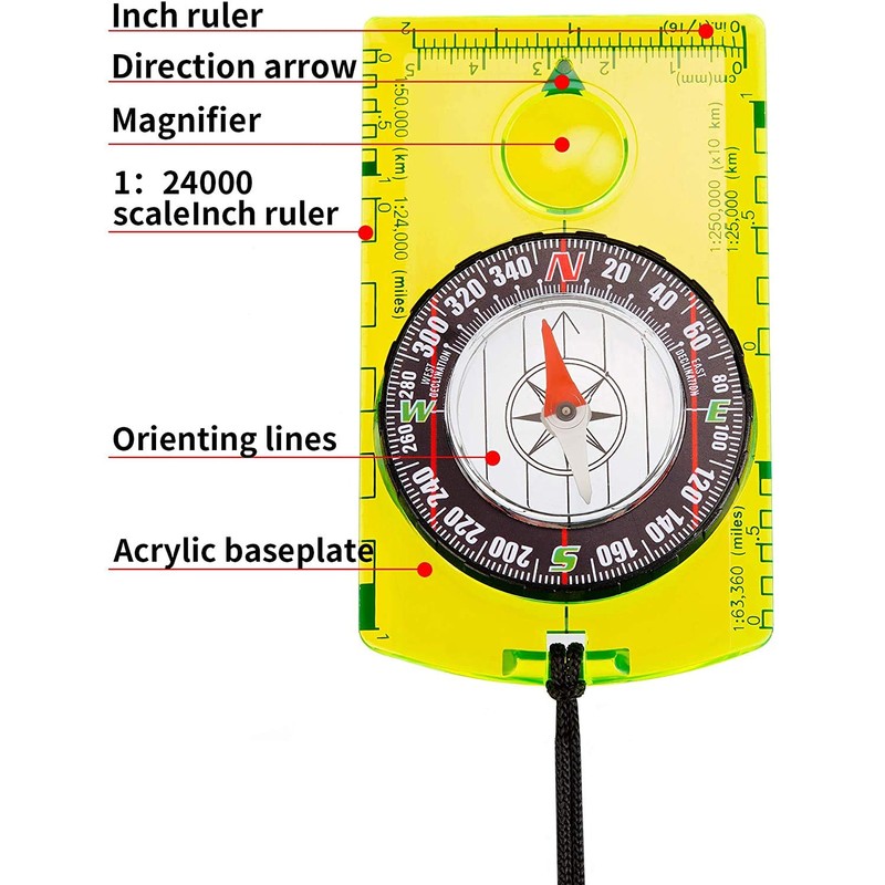 6 Pcs Navigation Backpacking Compass Orienteering Hiking Compass Adjustable Map