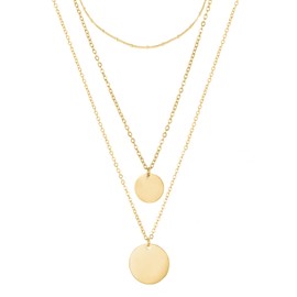 BONNYBIRD® Ketten Set Gold Kette mit Plättchen Layering Kette Damen Edelstahl, Anhänger Kette Gold Damen Multi Chain Halsketten Set Goldkette Damen