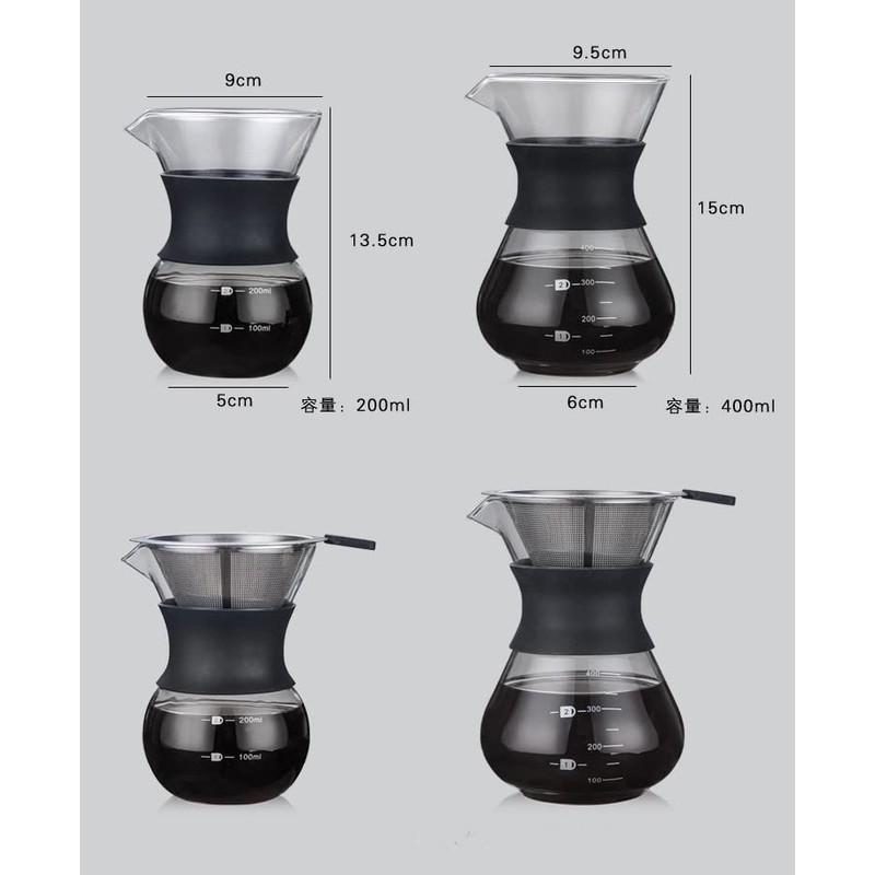 コーヒーサーバー コーヒードリッパー コーヒーカラフェセット コーヒードリップ器具 ホルダー ハンドドリップ ハンドドリップセット フラワードリッパー コーヒードリッパー ステンレスフィルター