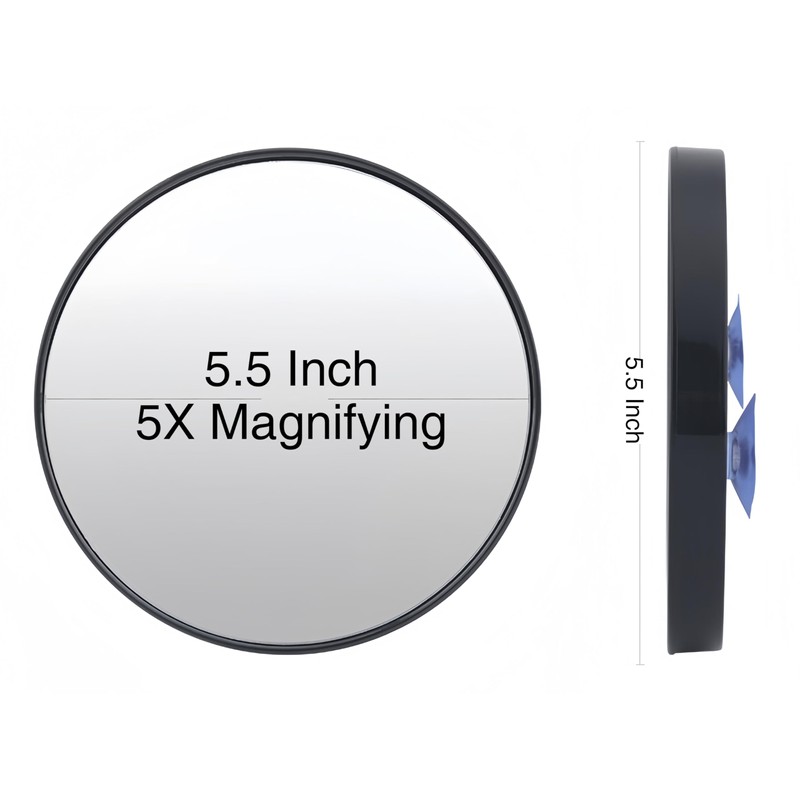 EMILYSTORES 5X Magnifying Mirror with Suction Cup Fixture 5.5 Inch
