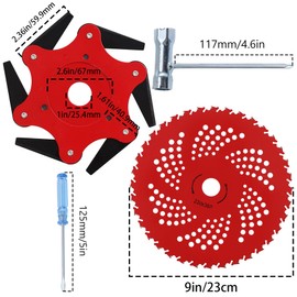 PLAXNS Steel Trimmer Head &9" x 36 Teeth Carbide Tipped Blades,Universal Weed Eater Blades Metal with Universal Adapter Kit, for Brush Cutter, Trimmer, Weed Eater.