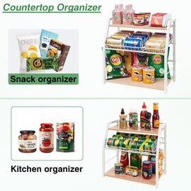 YIYYZI Kitchen Countertop Organizer, Snack Organizer Candy Display Stand Coffee Station Organizer, 3 Tier Wooden Counter Storage for Soda Cans Condiment Tea, for Pantry Office Bathroom, White (White)