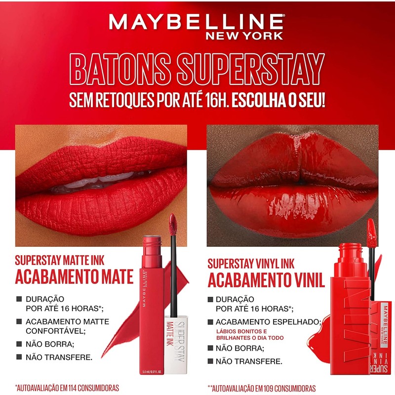 Maybelline Superstay Matte Ink, Labial Líquido Mate con Pigmentos de