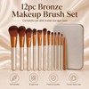 Glamza 12-Piece Make-up Brushes Set with Metal Case, Gold and