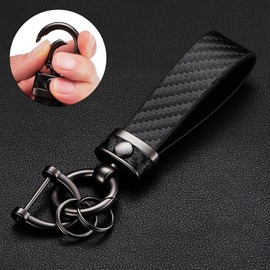 Carbon Fiber Style Car Keychain Microfiber Leather Key Chain, Universal Key Chains for Key Fobs for Men and Women