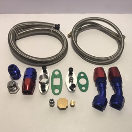 MadDogPerformance Stainless Turbo Oil Drain Return + Feed Line T3 T4 T04E T60 T61 T70 Complete Kit