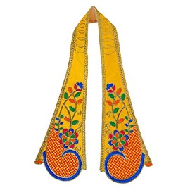Decorative Puja Cloth Pataka Chunari, Pooja Chunar Ganesh Dupatta (Size :- 31 Inches x 4 Inches) Pooja Items Articles for Indian Traditional Festival Decoration for Statue Frame Idol Temple (Yellow),