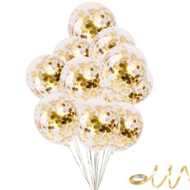 Gold Iatex Balloons, 50 Pcs 12-inch Gold Confetti Party Balloons, Perfect for Birthday Parties, Weddings, Anniversaries, Graduations, Showers, Holiday Party Decorations