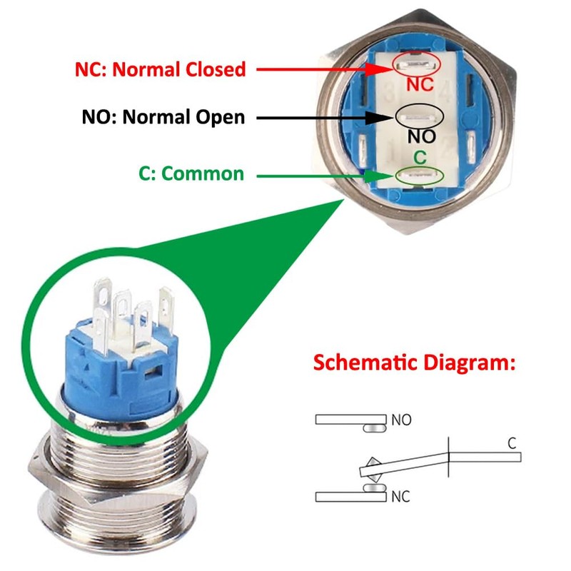 ETOPARS Stainless Steel 19 mm Momentary Rocker Switch 12 V