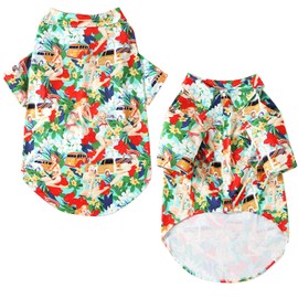 Dog Shirt, Hawaiian Summer Colorful Printed Pet Clothing Breathable and Cool Beach Style Big Dog Boy and Girl Shirt (3X-Large, Girls)