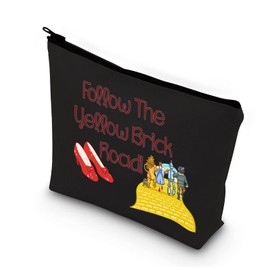WOZ Inspired Gifts Follow The Yellow Brick Road Makeup Bag For Daughter Graduation Gifts Dorothy Ruby Nerd Gift Ruby Red Slippers Cosmetic Bag (Follow yellow brick road bl), Beauty is My Business B