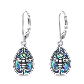 enjoylifecreative Butterfly/Dragonfly/Hummingbird/Bee Earrings for Women 925 Sterling Silver Filigree Abalone Earrings Abalone Shell Jewellery Gifts for Women Girls, Sterling Silver, No Gemstone