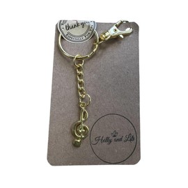 Keyrings, Handmade Keychains, Zipper Chains, Keyrings (Treble Clef - Gold)