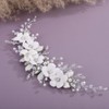 Teyglen Floral White Flower Wedding Hair Vine Bridal Crystal Hair