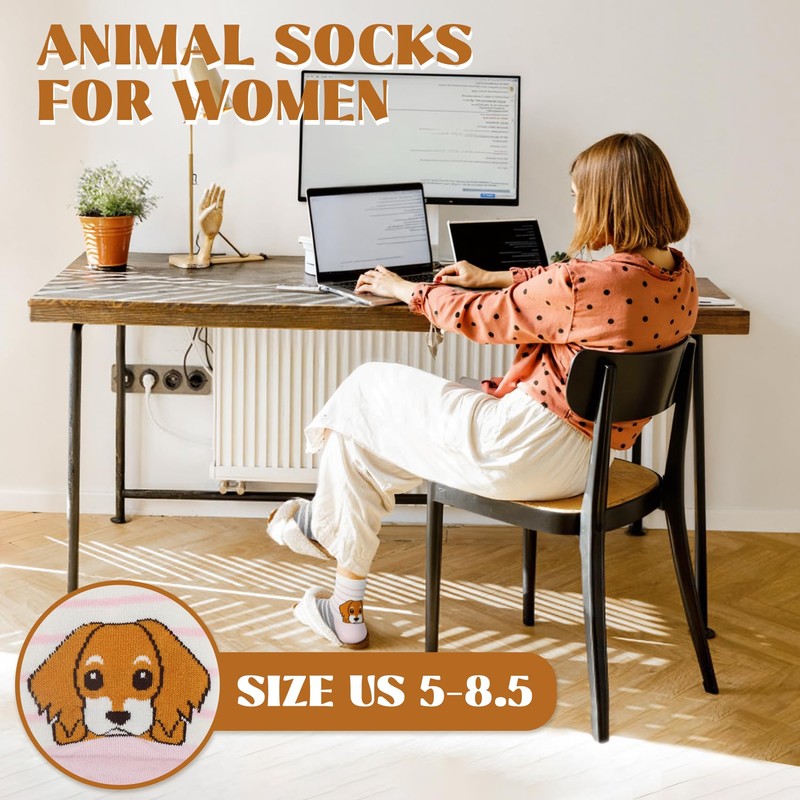 YSense Wear Women's Cute Animal Socks 5 Pairs, Multicolor